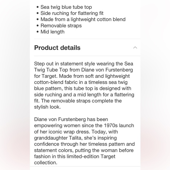 Women's Sea Twig Blue Tube Top - DVF for Target 🆕 - Picture 7 of 8